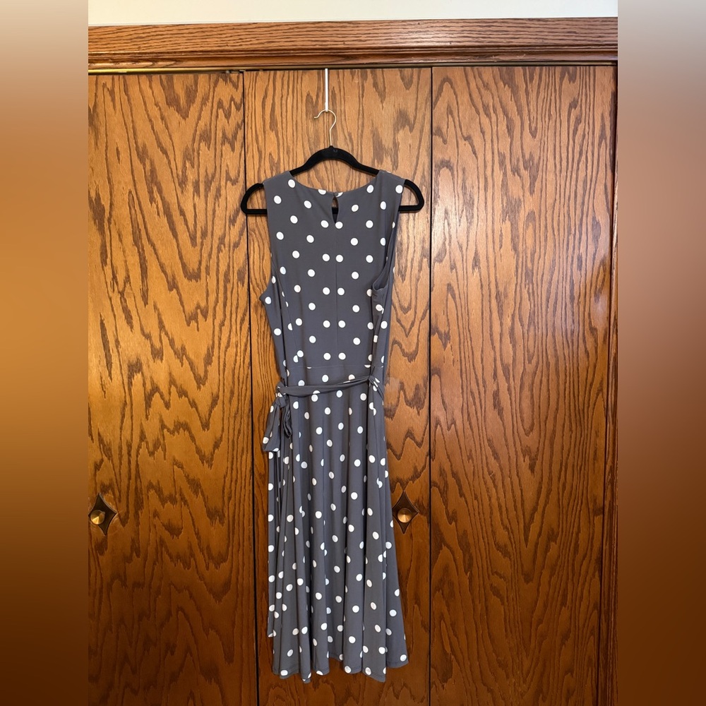 Lauren Ralph Lauren Polka Dot Dress Size 16 Charcoal Sleeveless  Kentucky Derby